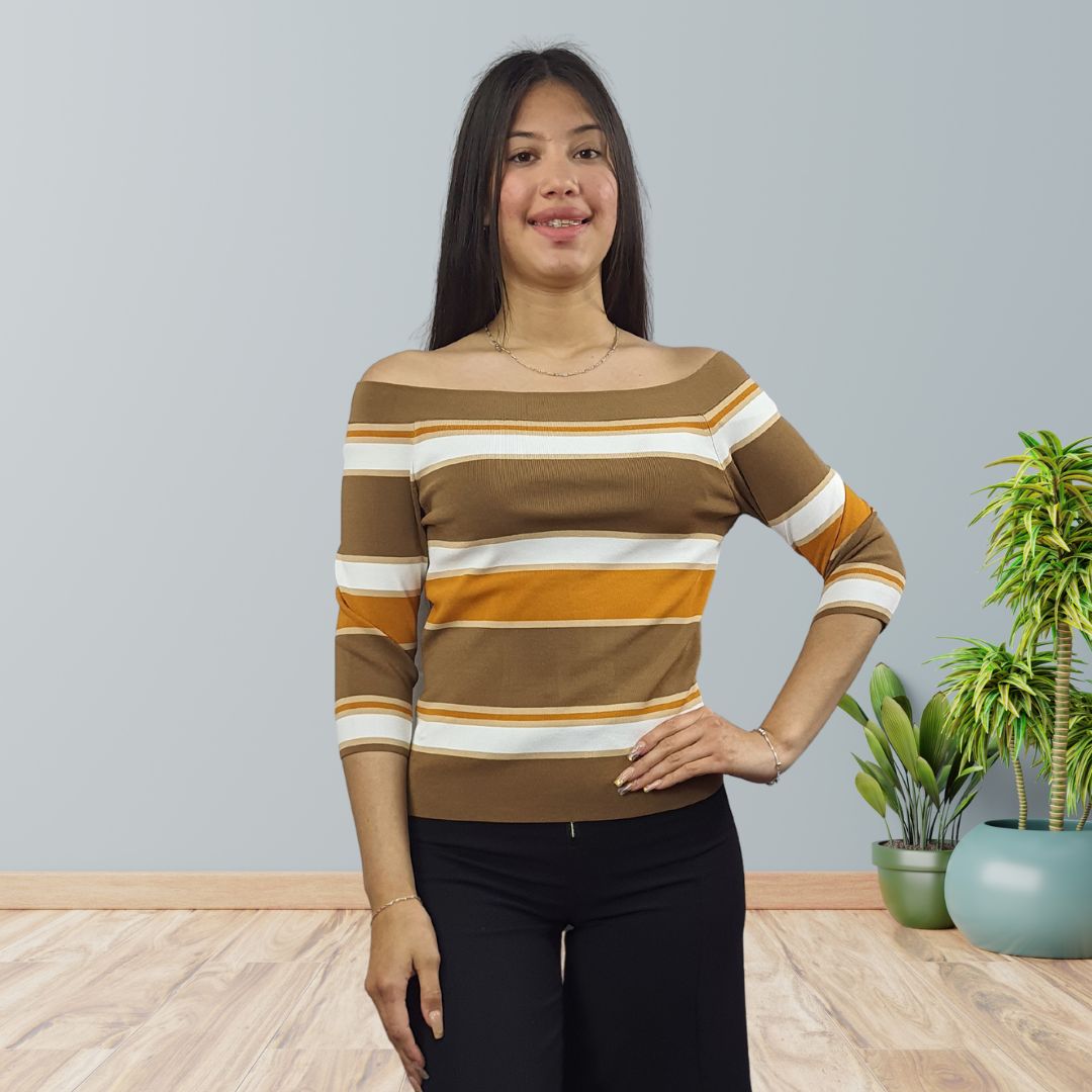 Blusa Vero Moda Marron Style DONNA 3/4 KNIT(LL)