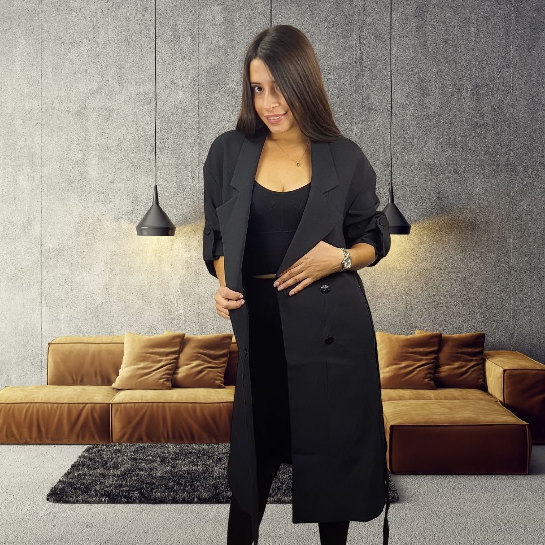 Blazer Vero Moda Negro Style RAPHAEL L/S COAT(VMC-NL SIN CINTURON