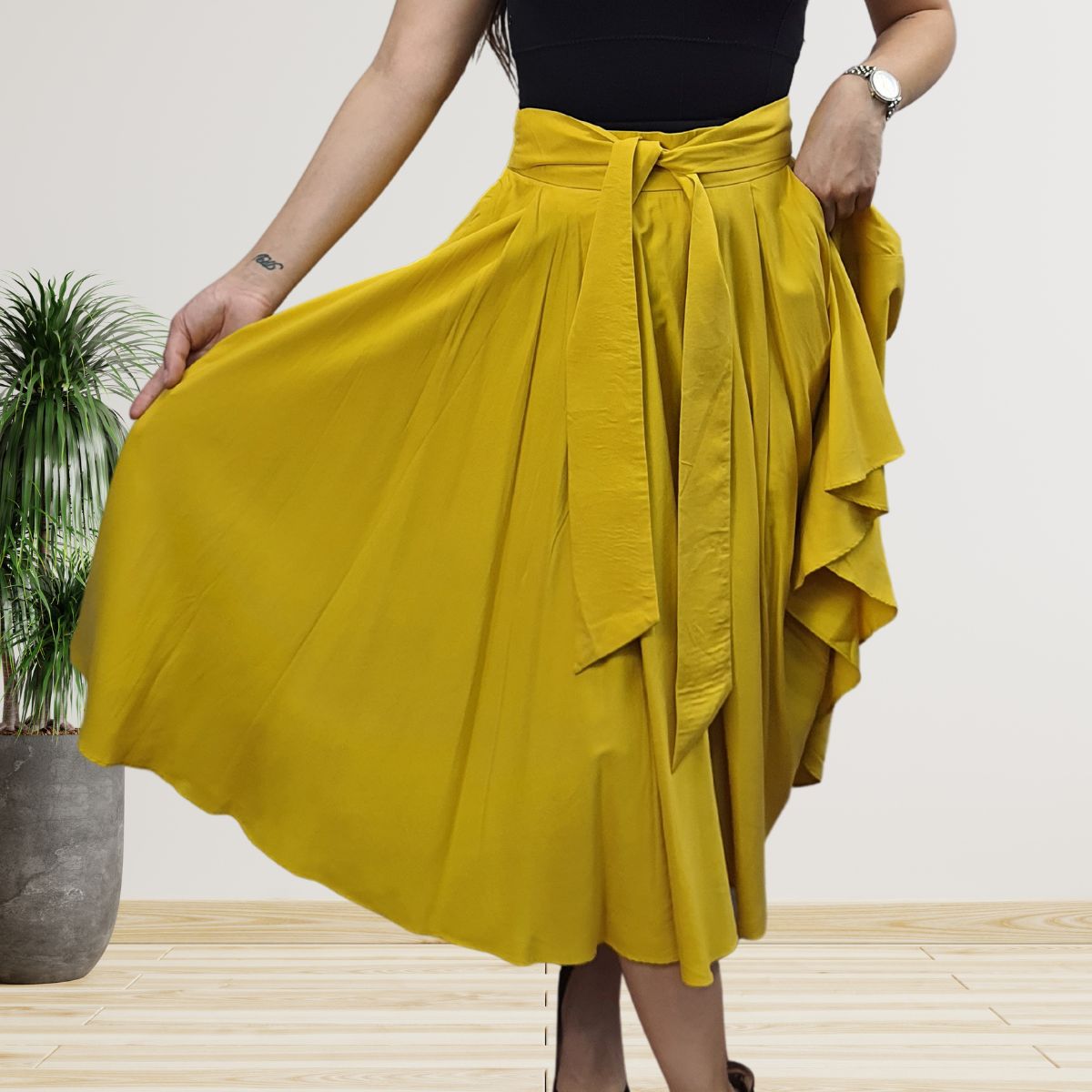 Falda Vero Moda Amarilla Style HATCH LONG SKIRT(VMC-BJ)