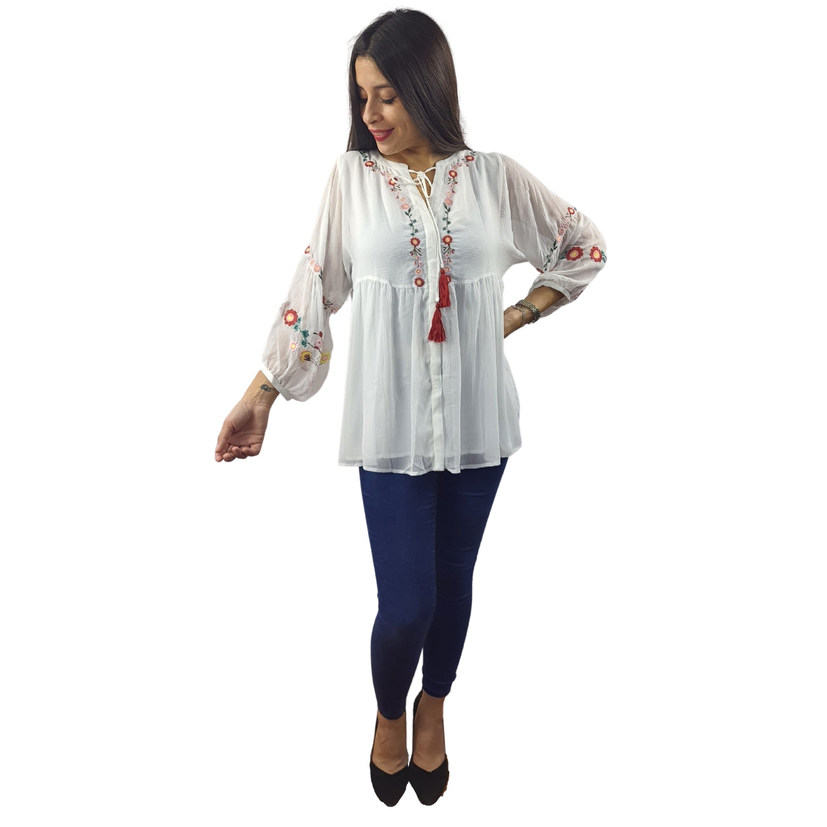 Blusa Vero Moda Blanco Style DEW 3/4 SHIRT(NN)