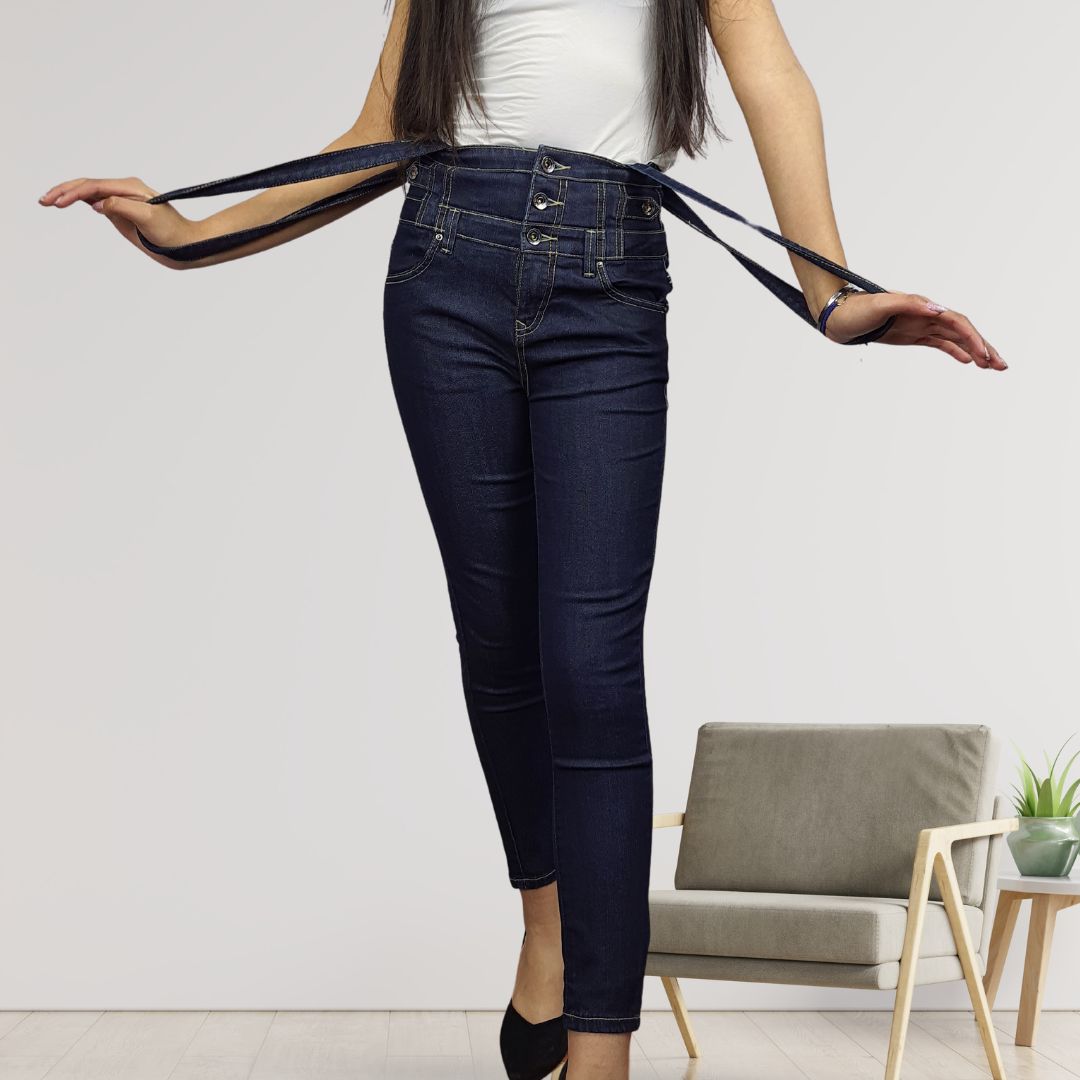 Jardinera Vero Moda Azul Oscuro Style FAITHE 9/10 HIGH WAIST X-SLIM JEANS(PM-C