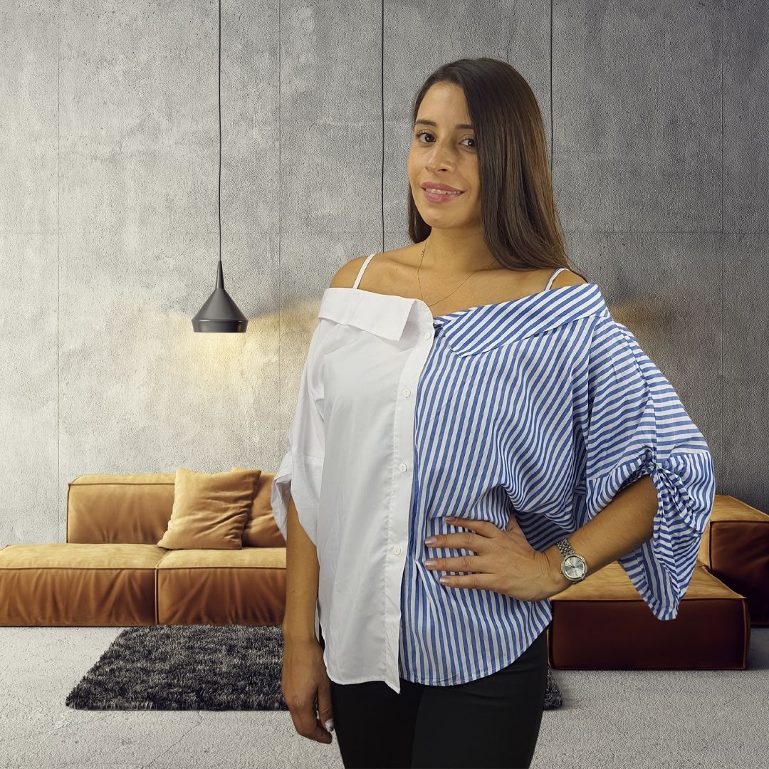 Blusa Vero Moda Azul Style BRIDGE 3/4 SHIRT(FL)