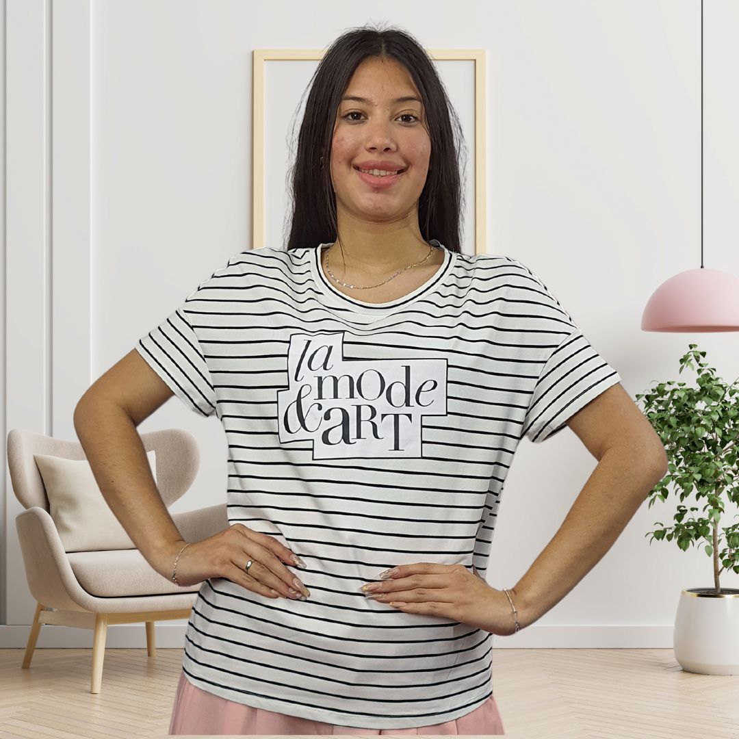 Polera Vero Moda Blanco y Negro Style JULIE S/S TOP(TP)