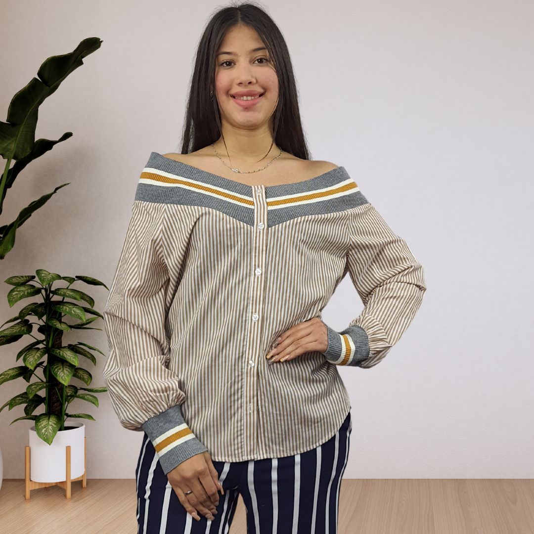 Blusa Vero Moda Marron Claro Style NOZZLE L/S SHIRT(LL)