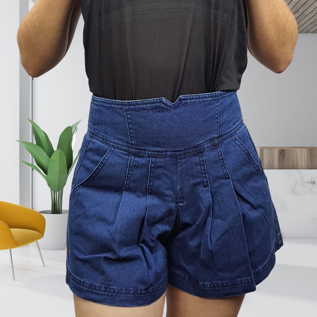 Short Vero Moda Azul Style EC BREAK HIGH-WAIST DENIM SHORTS(NE)