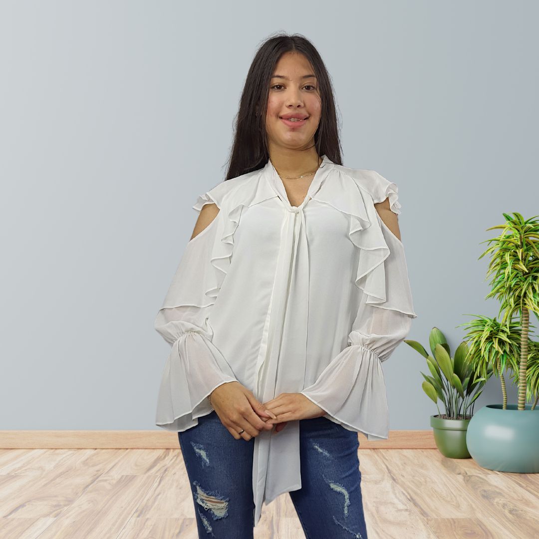 Blusa Vero Moda Blanco Style RUG 3/4 SHIRT(VMC-BJ)