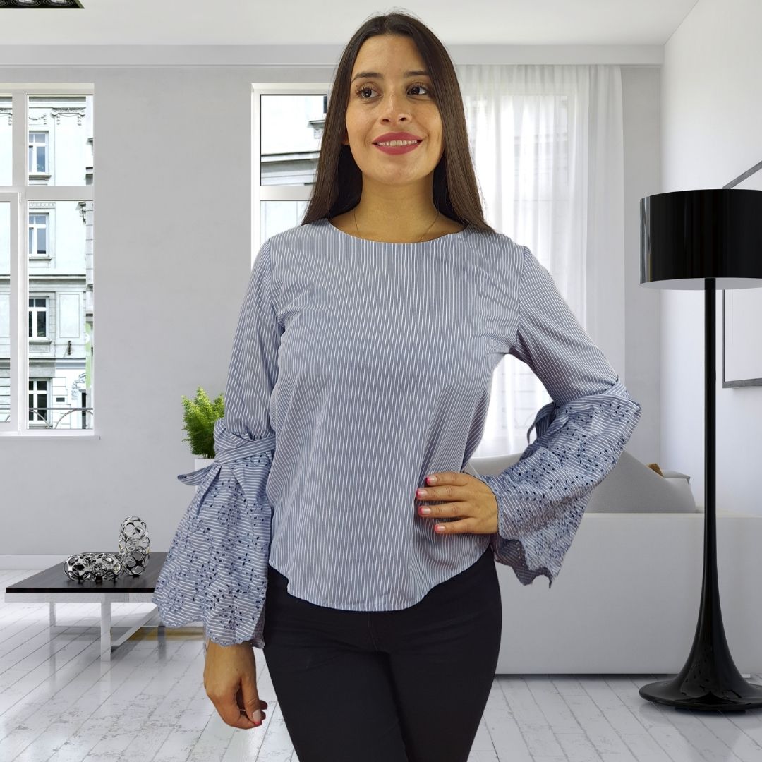 Blusa Vero Moda Celeste Style VICTORIA L/S TOP(NR)