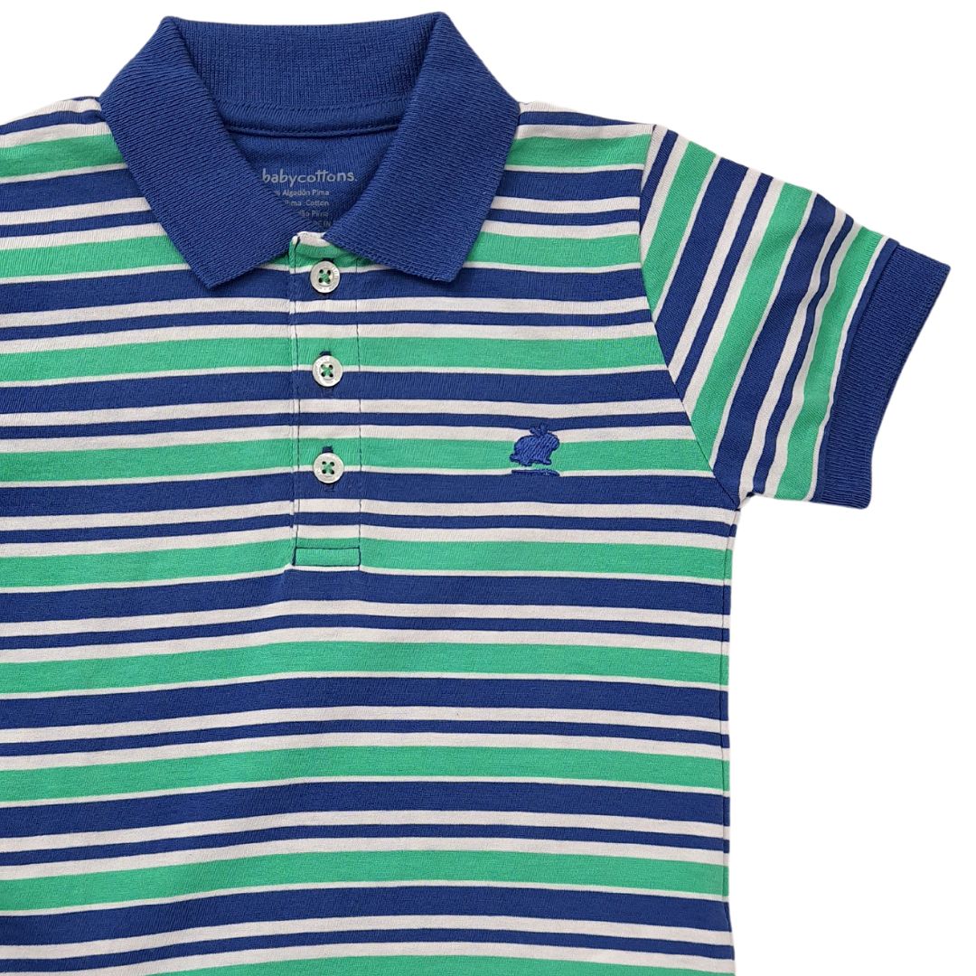 Remera Babycottons C/Polo Hawaii Ray Mc Azul/Verde