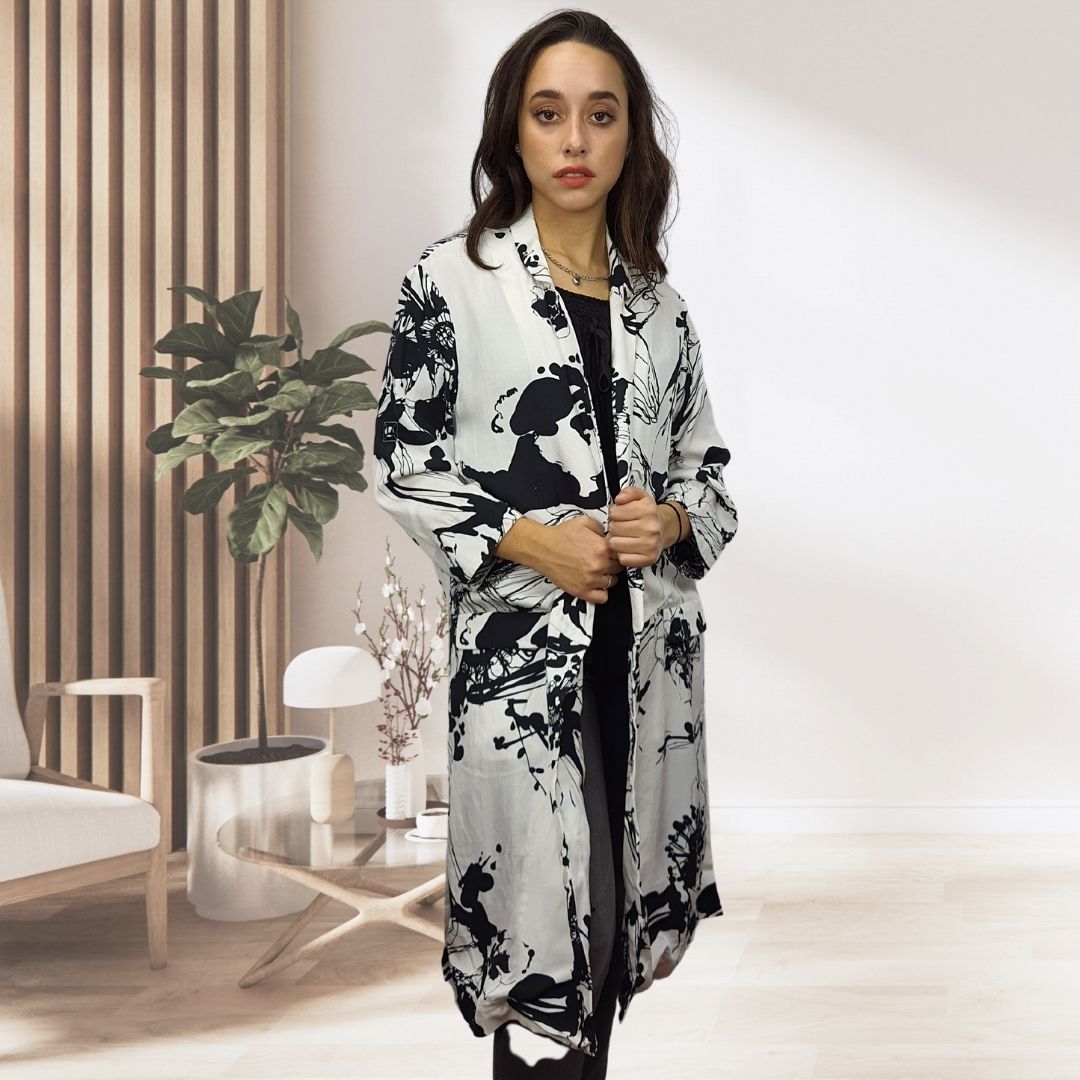 Blazer Vero Moda Blanco y Negro Style PAINTY LOLITA 3/4 BLAZER(VMC-NE-EC-3)