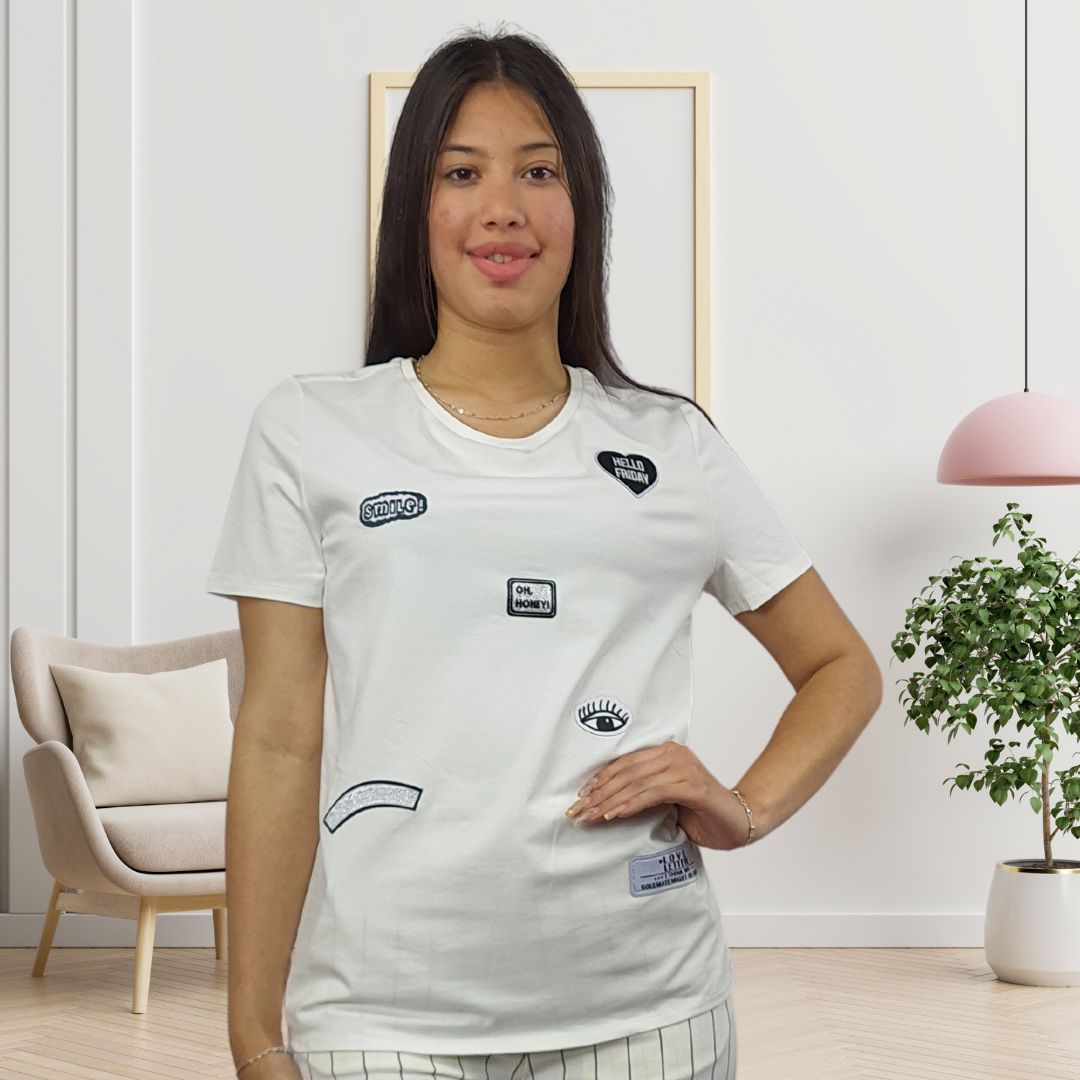 Polera Vero Moda Blanco Style AMY S/S TOP(SD)