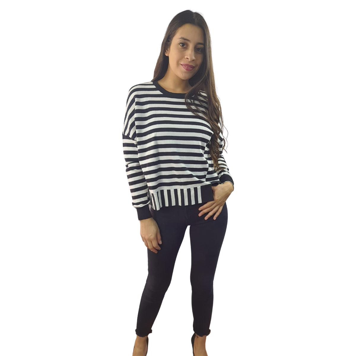 Sweater Vero Moda Blanco y Negro Style SLINE L/S KNIT(UM)