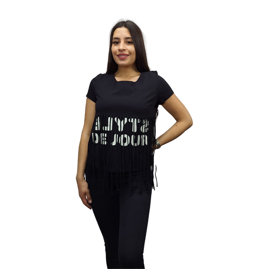 Polera Vero Moda Negro Style FEEL H S/S TOP(EL)
