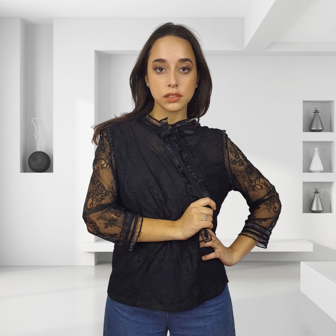 Blusa Vero moda Negro Style NINA 3/4 JERSEY TOP(VMC-DR)
