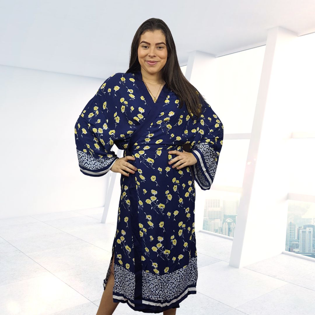 Bata de Pijama Vero Moda Azul Oscuro Style LUKA 9/10 ROBE(HOMEWEAR)
