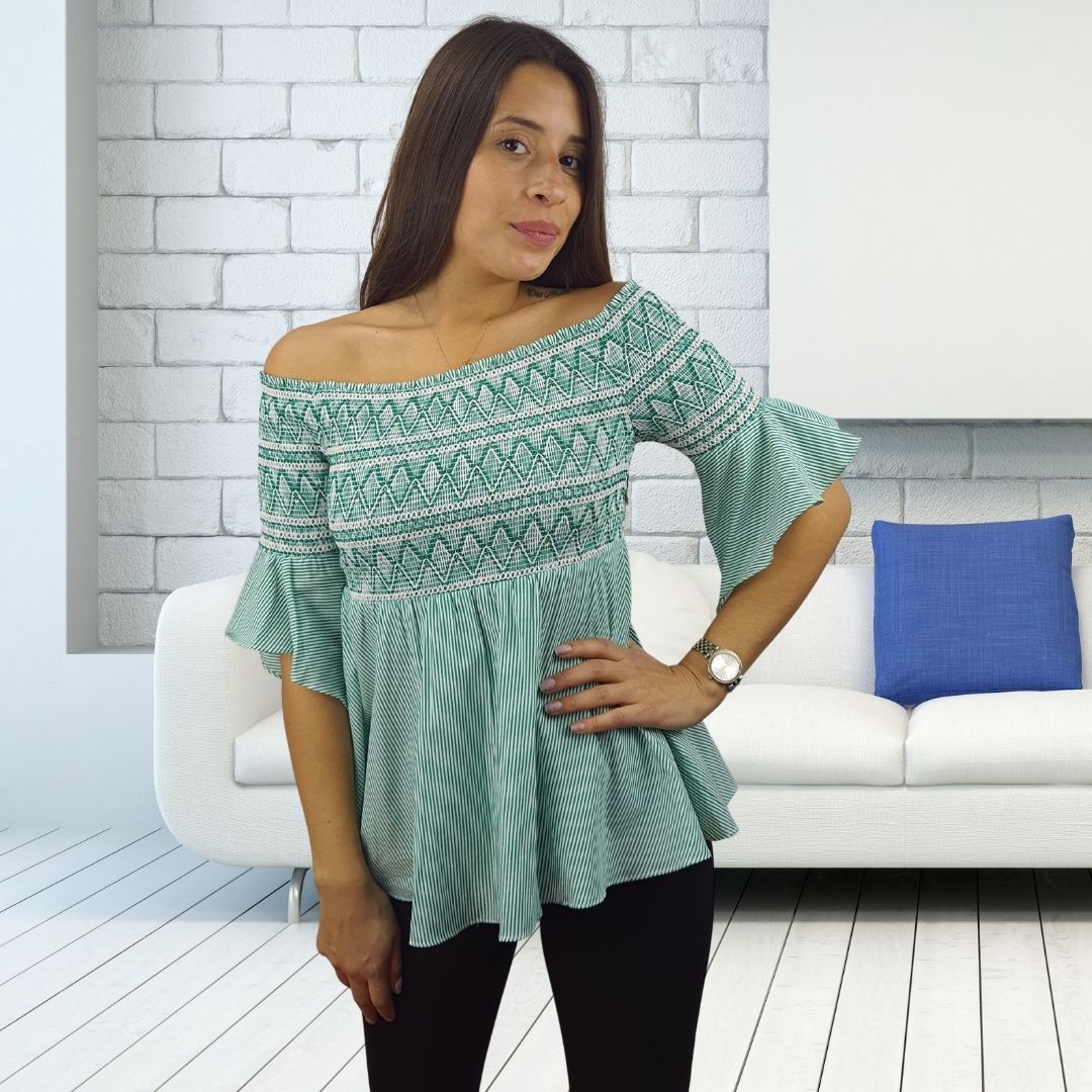 Blusa Vero Moda Verde Style HEBE 1/2 TOP(FL)