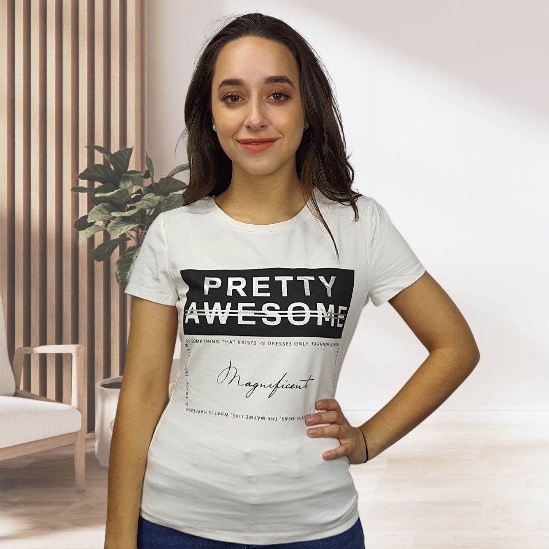 Polera Vero Moda Blanco Style GINA S/S TOP(MM)-OR