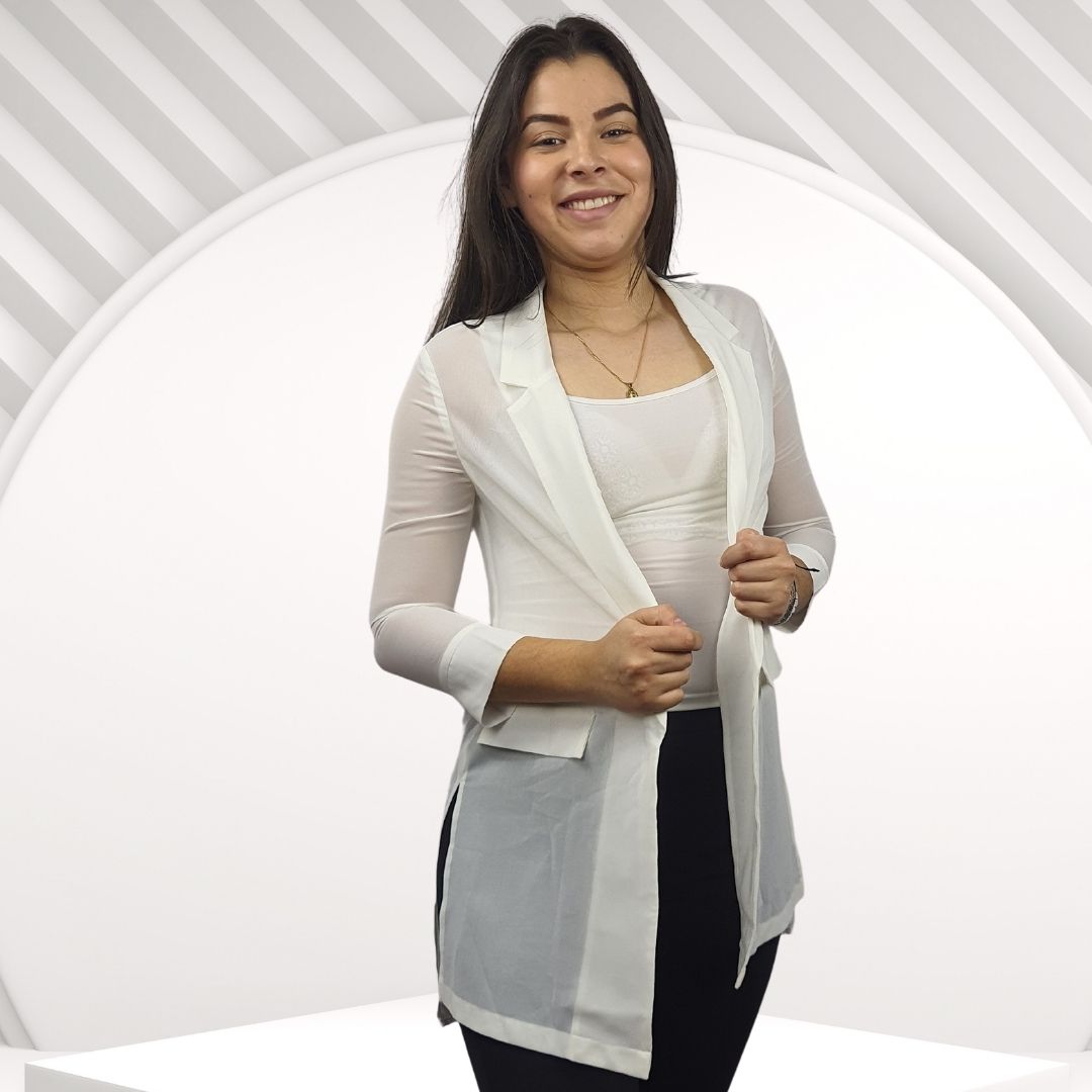 Blazer Vero Moda Blanco  Style DELI 3/4 BLAZER(MP)