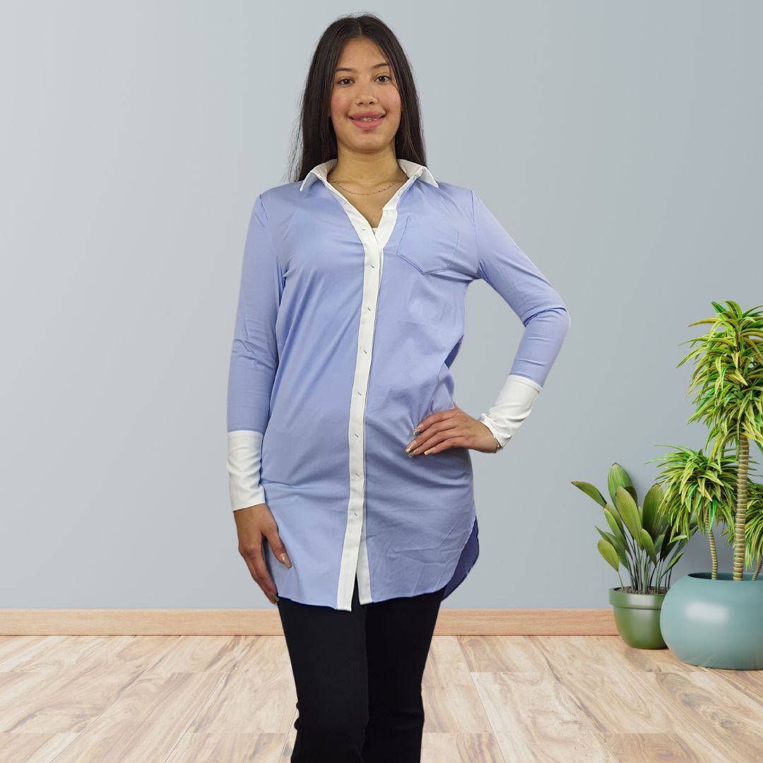 Blusa Vero Moda Azul Style PANDORAL L/S LONG SHIRT(MW-EC-2)