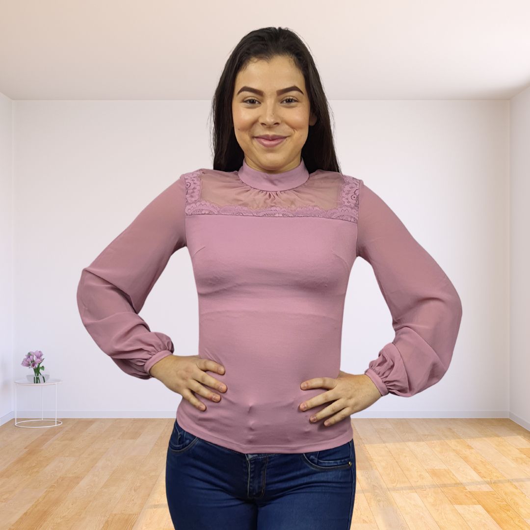 Blusa Vero Moda Rosa Vieja Style EFIN L/S TOP(BT)