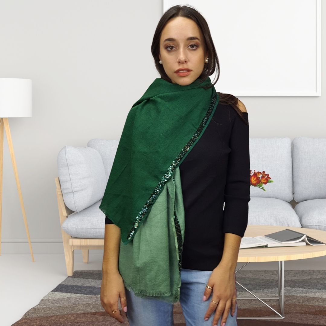 Pashmina Bufanda Rapsodia Border Shine Verde