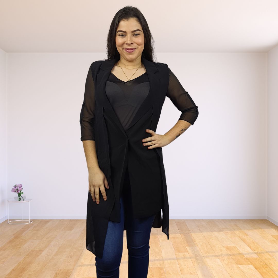 Blazer Vero Moda Negro Style CAMILLE 3/4 BLAZER(VMC-SL)
