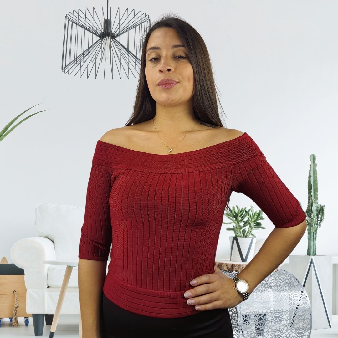Blusa Vero Moda Vino Style SIX 1/2 KNIT(VMC-CR)