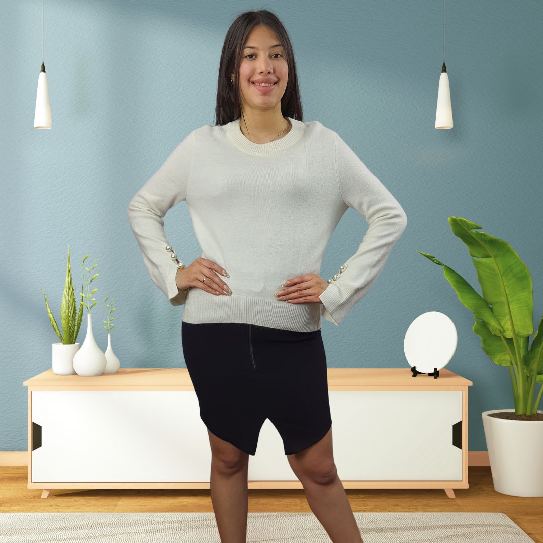Sweater Vero Moda Blanco Style BELLA L/S KNIT(VMC-DR)