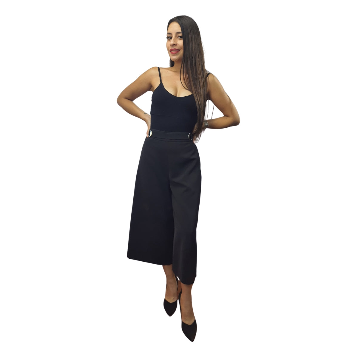 Pantalon Vero Moda Negro Style FREEDOM 7/8 WIDE PANTS(NC)