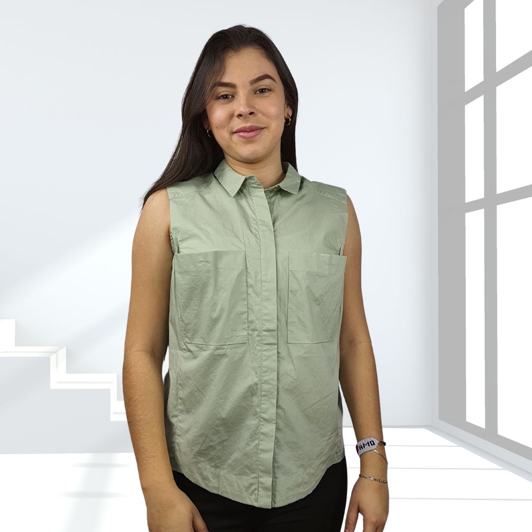 Blusa Veromoda Verde Style TAN S/L SHIRT(NE-EC-2)