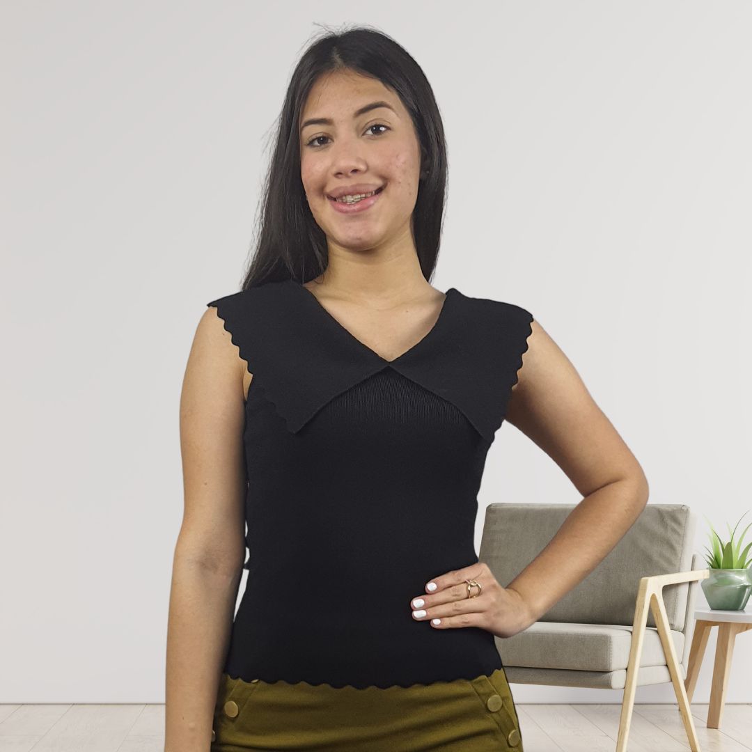 Blusa Vero Moda Negro Style RETAIL SHELLEY S/S KNIT(DR)