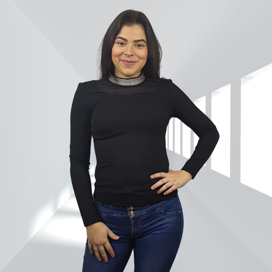 Blusa Vero Moda Negro Style SUSIE L/S JERSEY TOP(VMC-UM)