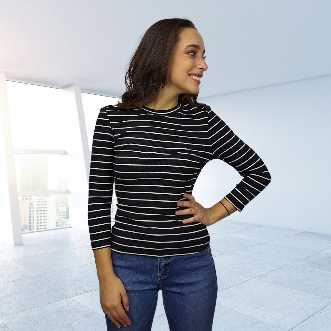 Blusa Vero Moda Negro Style BILLY 7/8 TOP(MM)