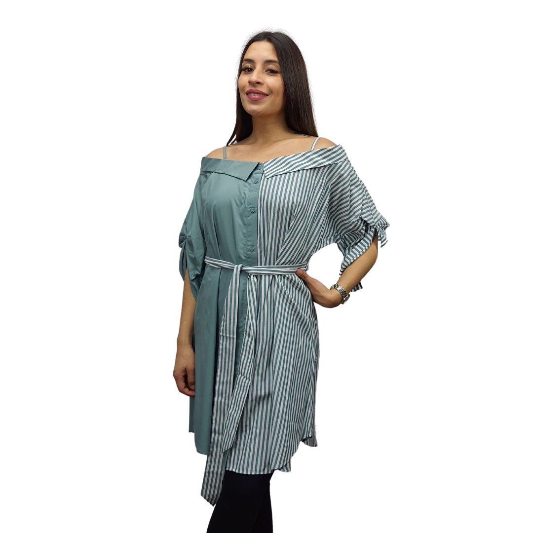 Vestido Vero Moda Verde Style BRIDGE 3/4 LONG SHIRT(FL)