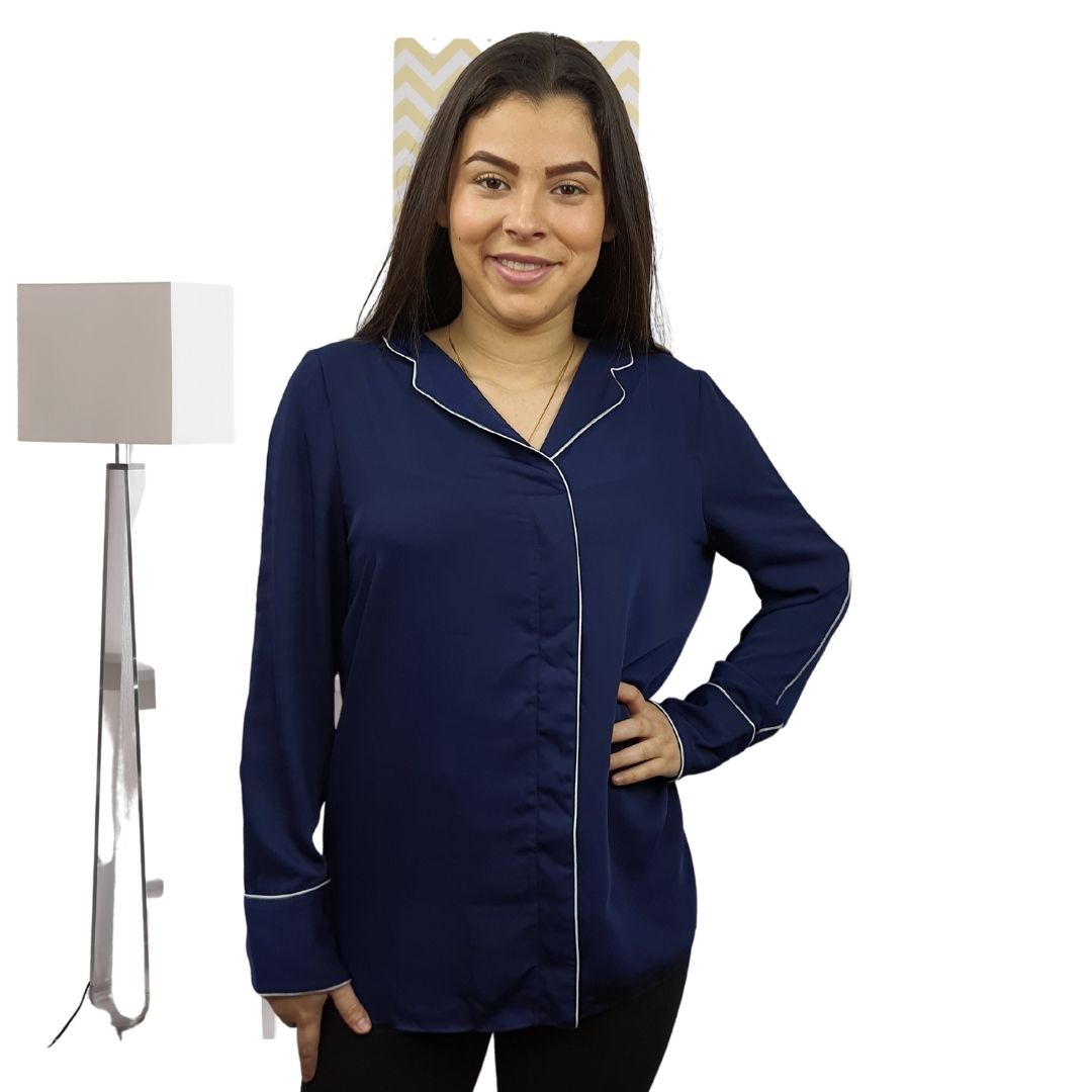 Blusa Vero Moda Azul Style BEA L/S TOP(TP)