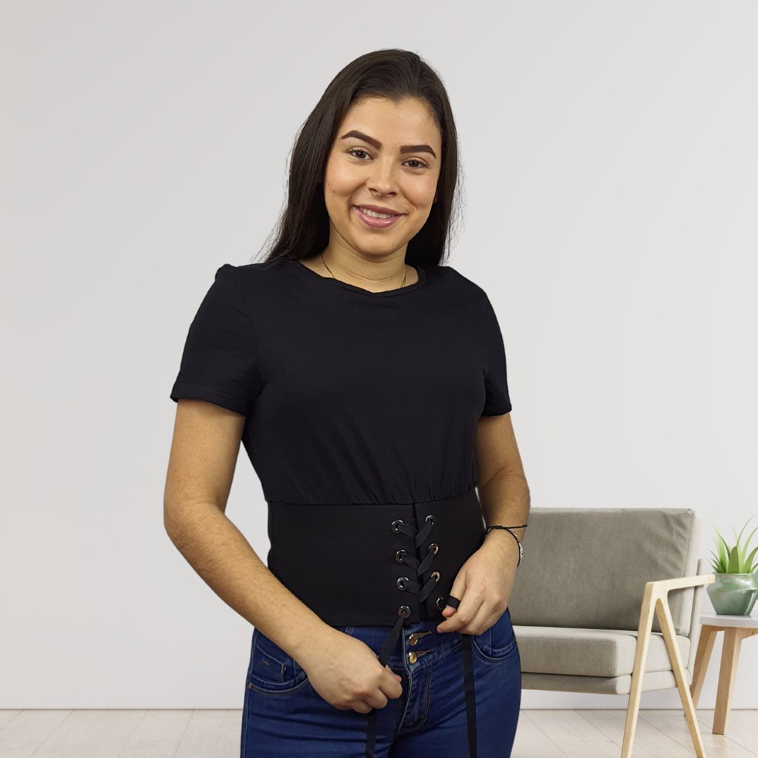 Blusa Vero Moda Negro Style PONY S/S TOP CL8(FL)