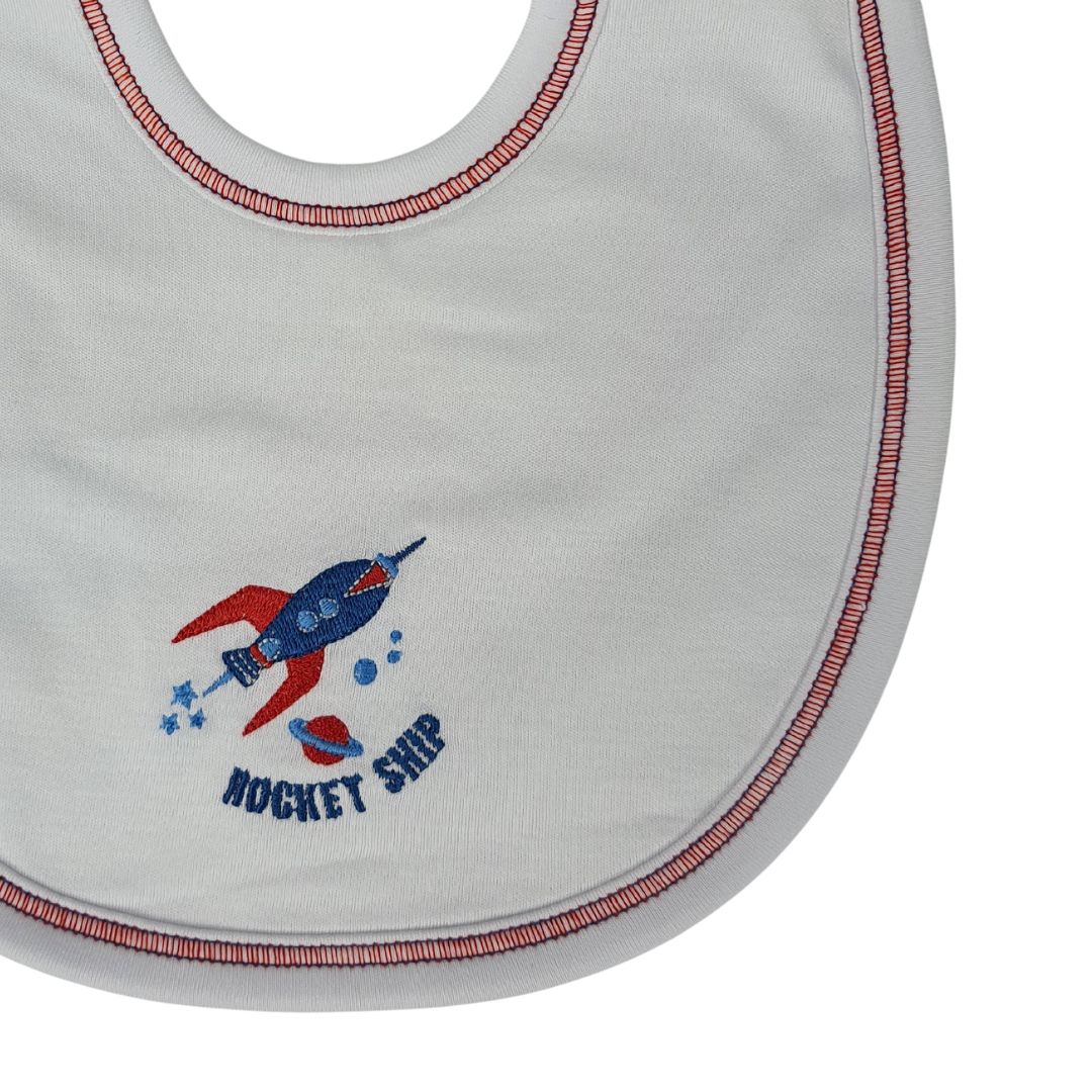 Babero Babycottons M Rockets C/Impermeable Bco Azul