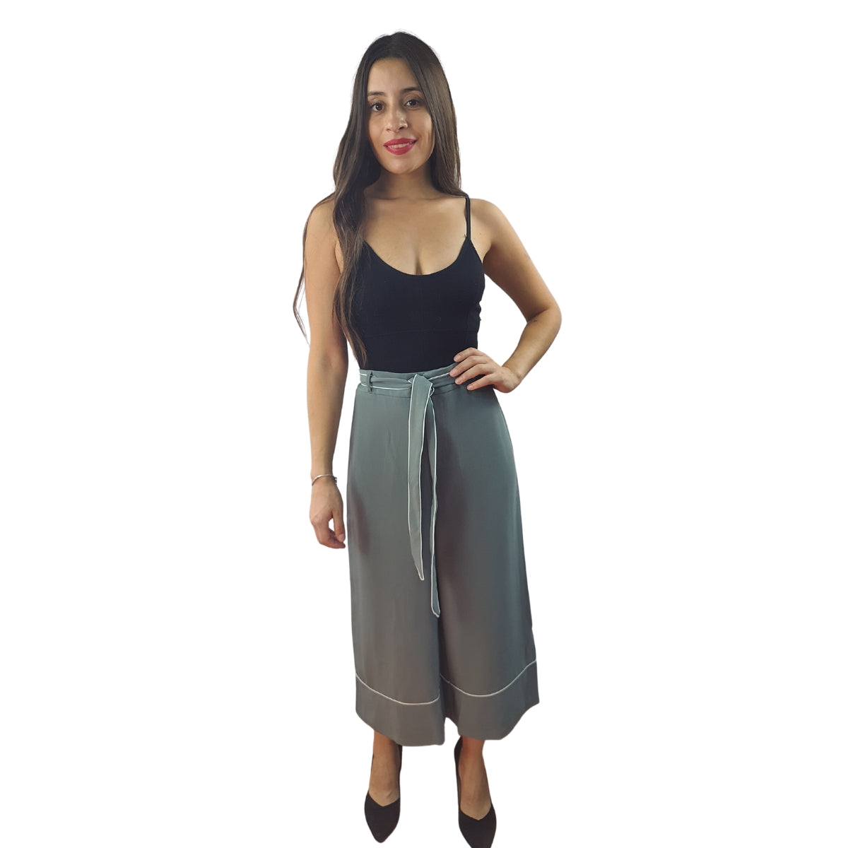 Pantalon Vero Moda Verde Claro Style CAMILLE 7/8 WIDE PANTS(TP)