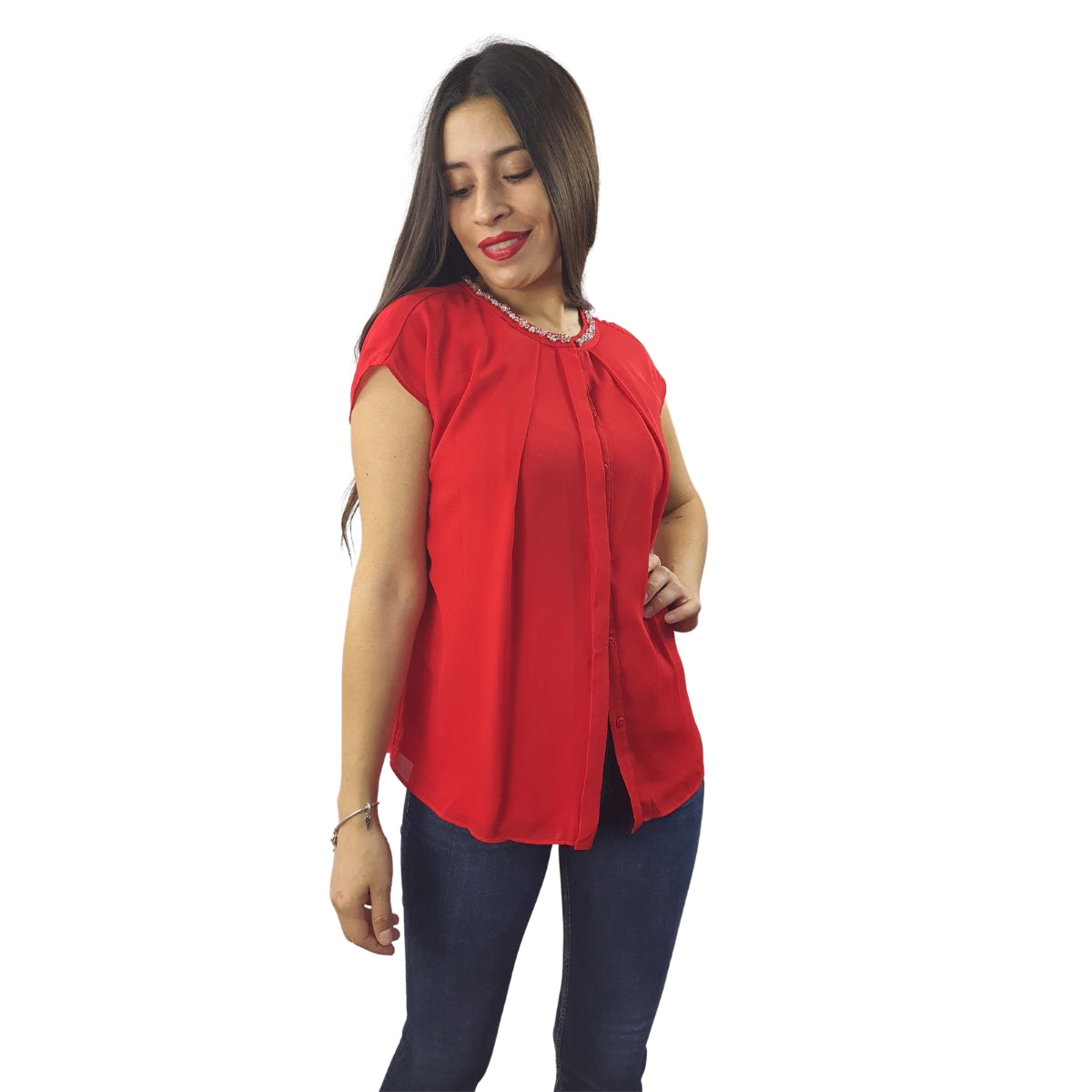 Blusa Vero Moda Rojo Style SALOME S/L SHIRT(VMC-NN)