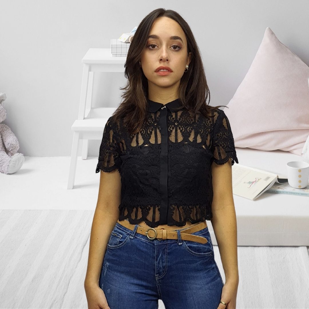 Blusa Vero Moda Negro Style VIVIEN S/S SHIRT SET(VMC-HH)