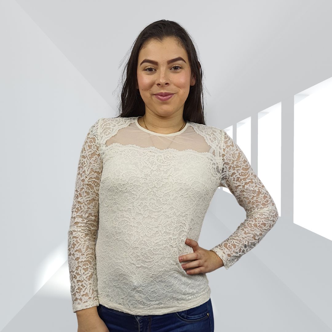 Blusa Vero Moda Beige Style LAUR L/S TOP(BT)