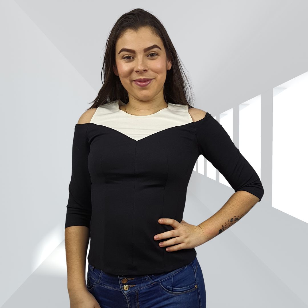 Blusa Vero Moda Negro Style YILIA 3/4 TOP(UM)