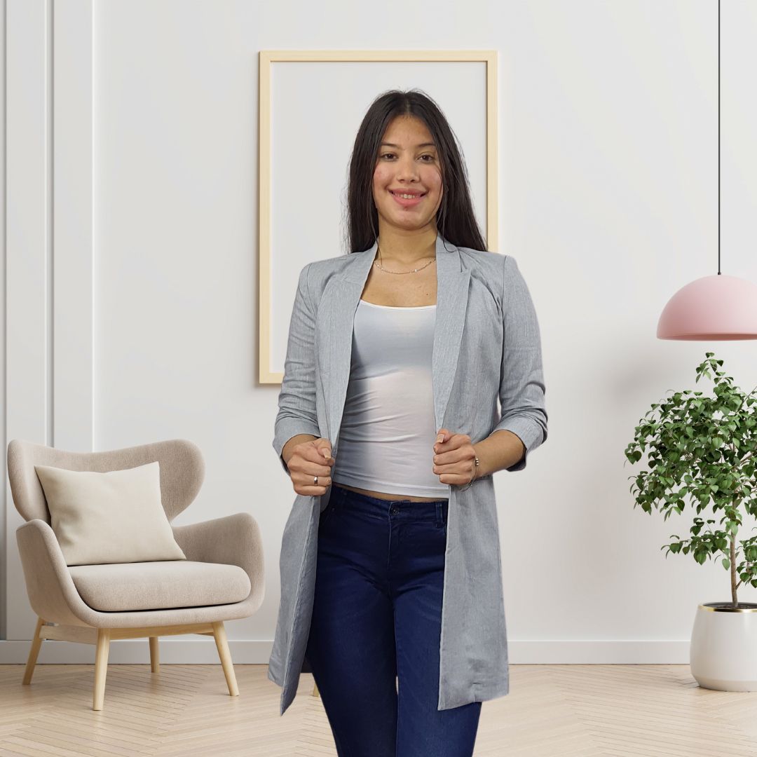 Blazer Vero Moda Gris Style VICTORIA OCEANUS 3/4 BLAZER(VMC-TP)