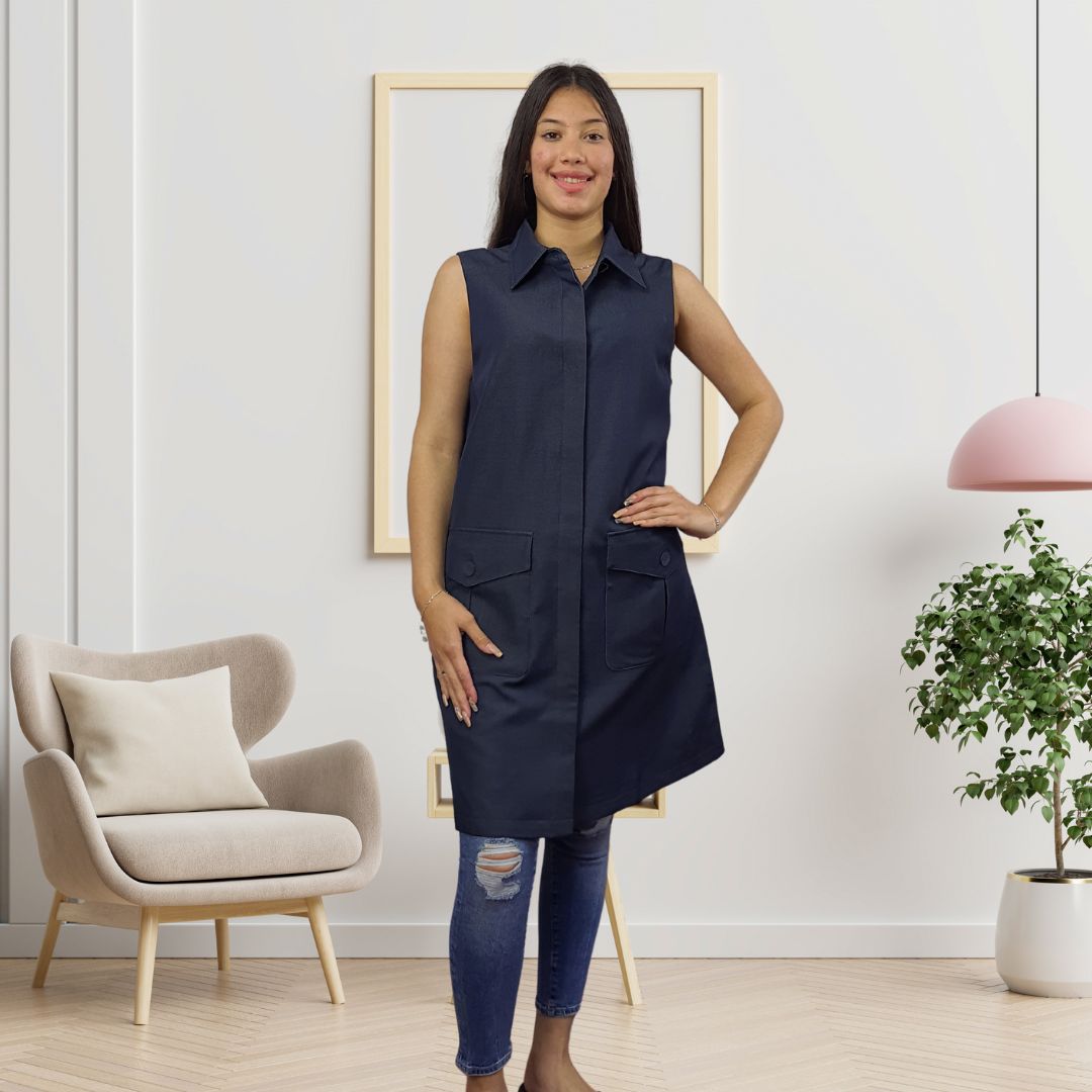 Tapado Vero Moda Azul Oscuro Style HEART DENIM DRESS(MW-CT-3)