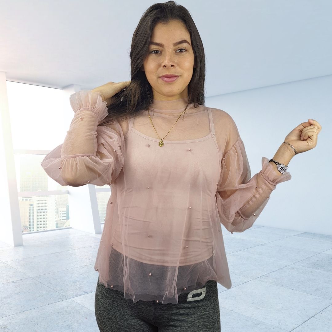 Blusa Vero moda Rosa Vieja Style ANNA L/S JERSEY TOP SET(VMC-DR)