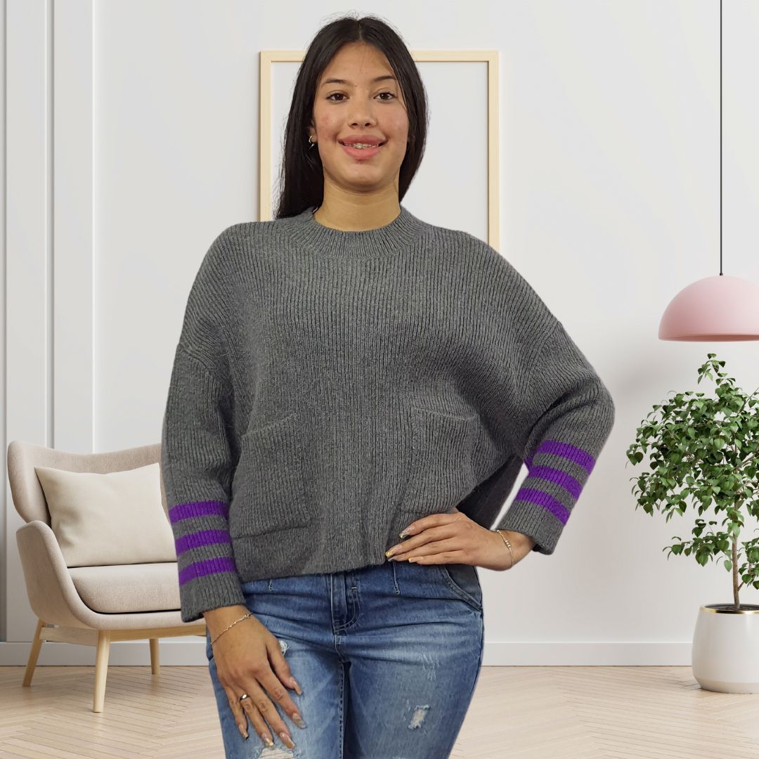 Sweater Vero Moda Gris Style GEMMA L/S KNIT(MW-CS-2)