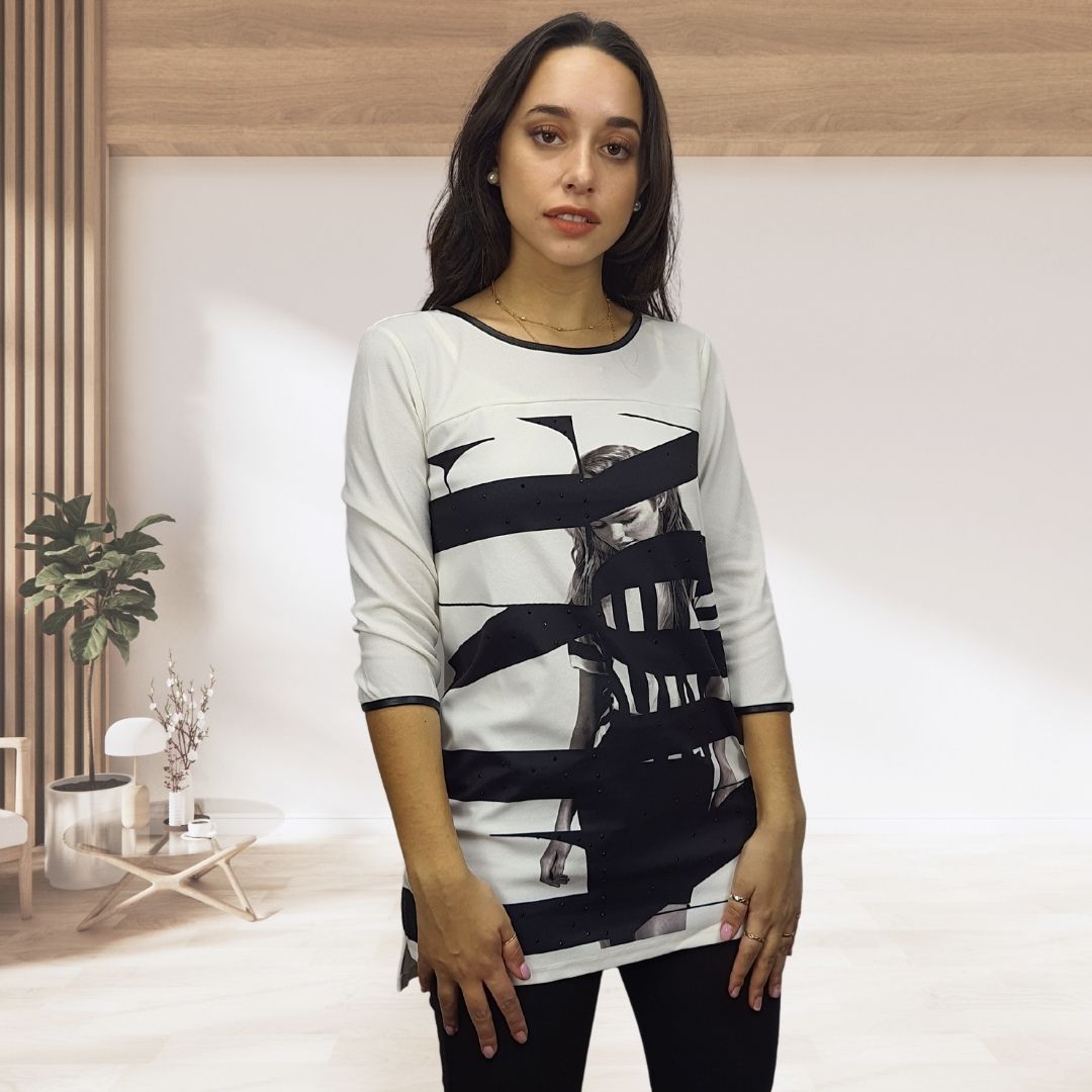 Blusa Vero Moda Blanco Style MICA 3/4 LONG TOP(MW-ET-2)