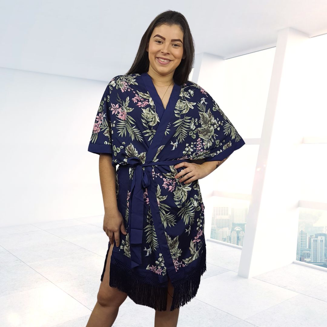 Bata de Pijama Vero Moda Azul Oscuro Style JULIE 1/2 ROBE(HOMEWEAR)