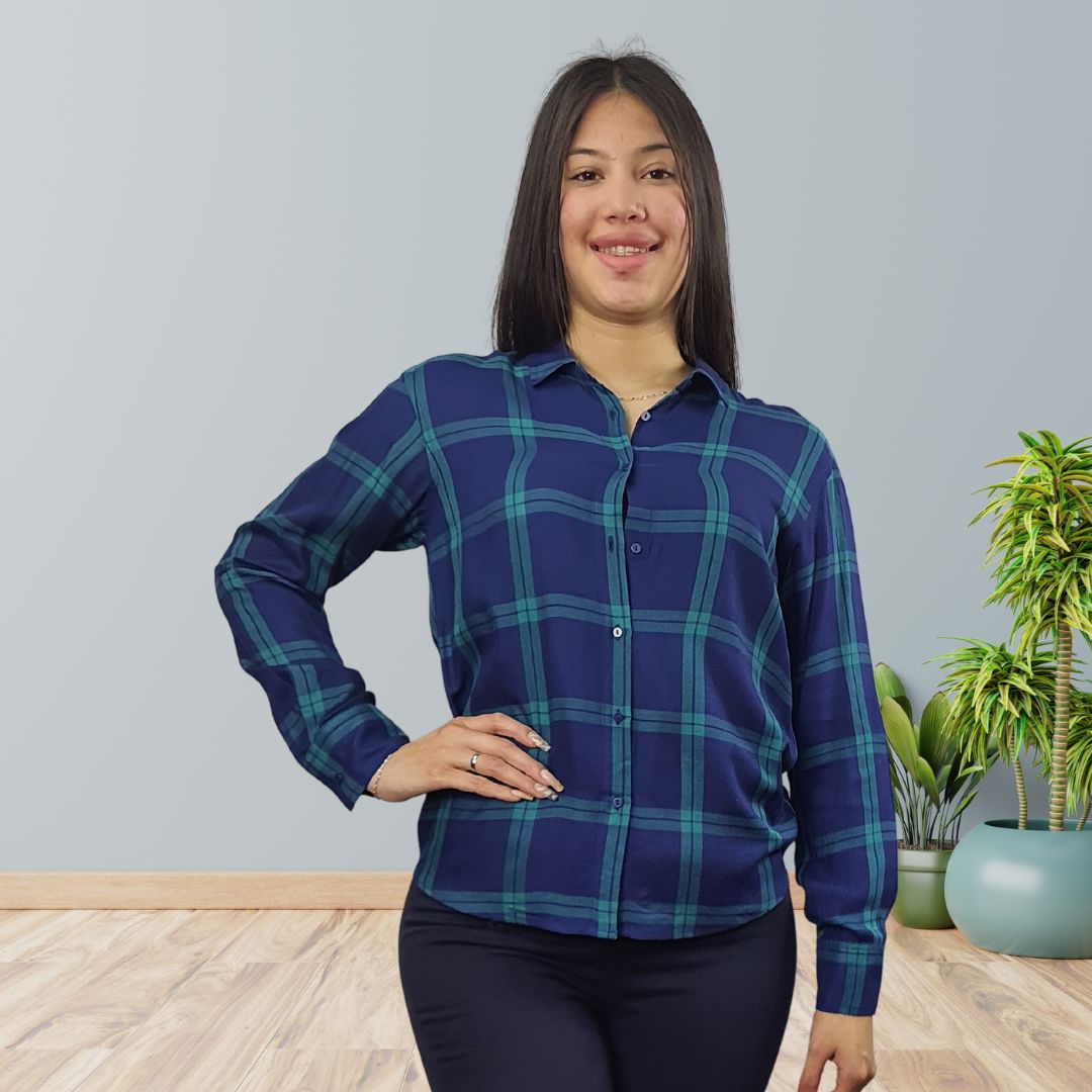 Blusa Vero Moda Verde Esmeralda Style WISTARIA MULTI TARTAN L/S SHIRT(SL)