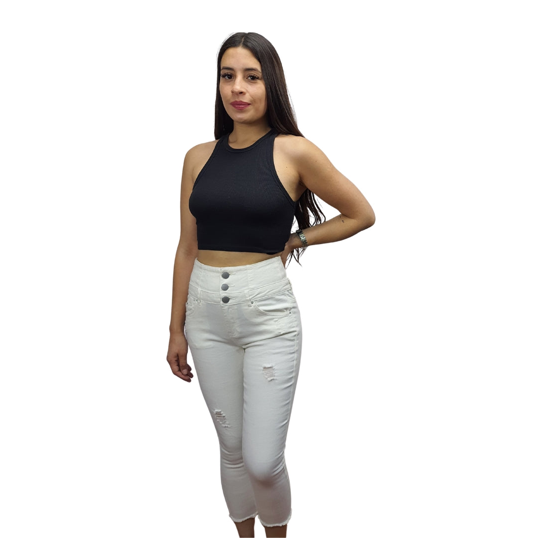 Jeans Vero Moda Blanco Style CURTAIN 7/8 HW X-SLIM JEANS(TP)