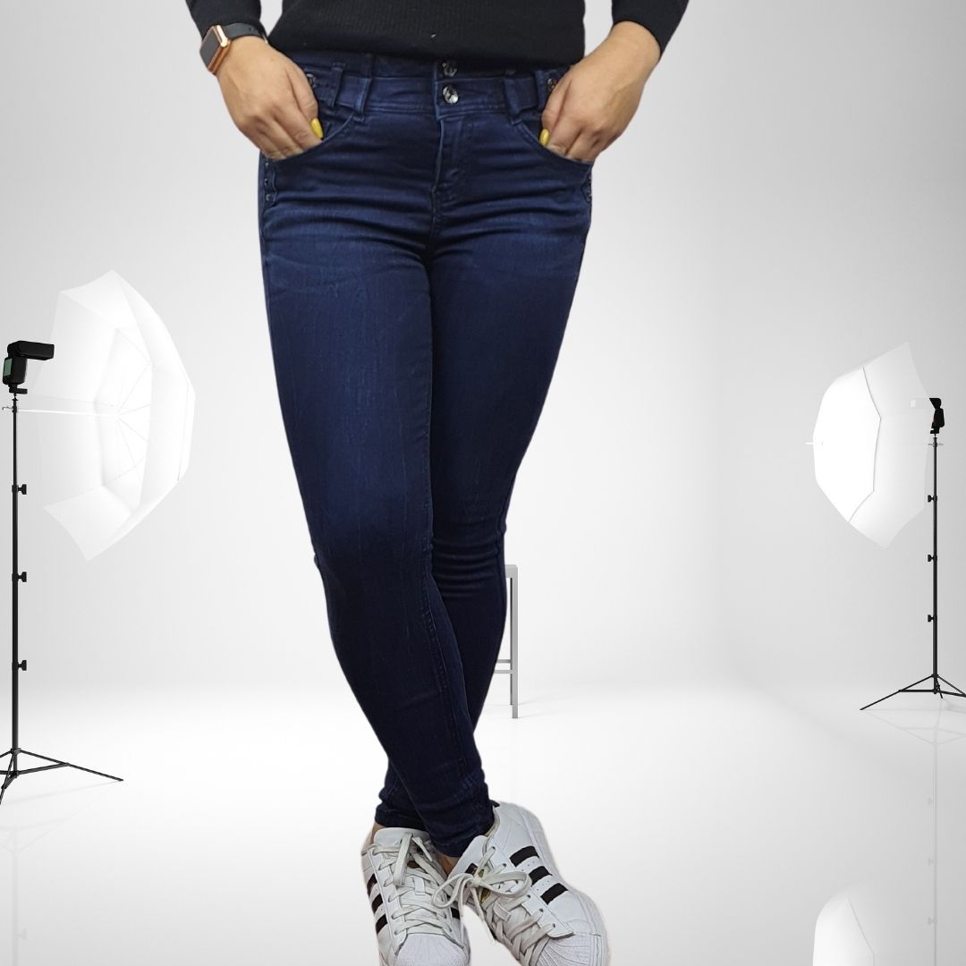 Jeans Vero Moda Azul Oscuro Style IDA 9/10 MID WAIST X-SLIM JEANS(PM-EC-1)